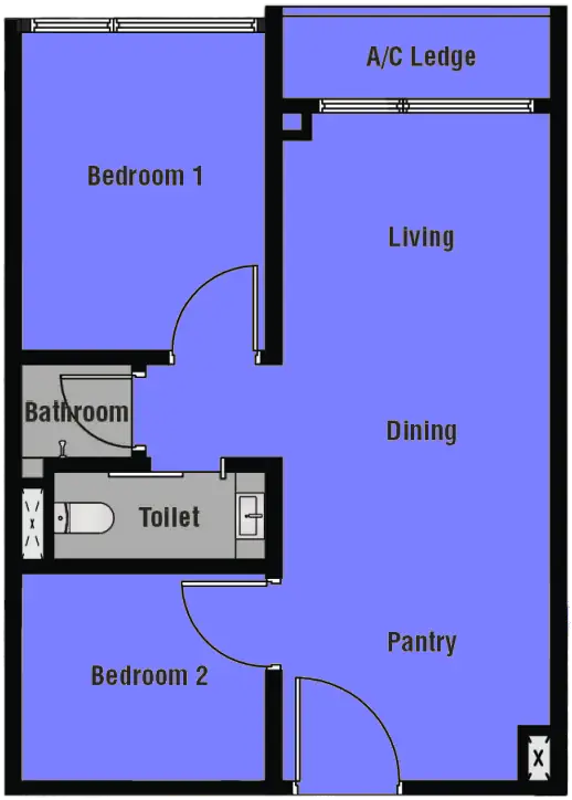 Indicative Maba Suitez 484 sq ft two-room floor plan